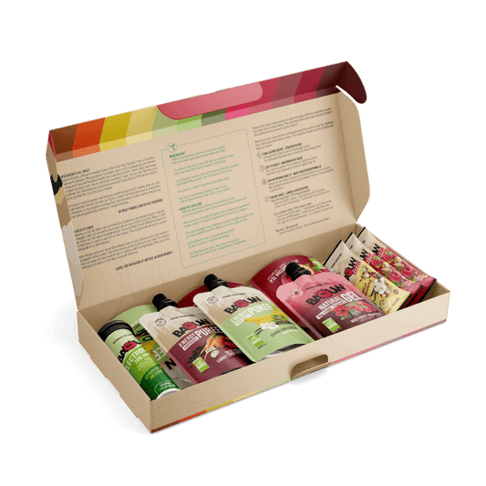 Coffret expérience: 3 barres, 3 purées, 3 gels, 1 tube d'electrolytes