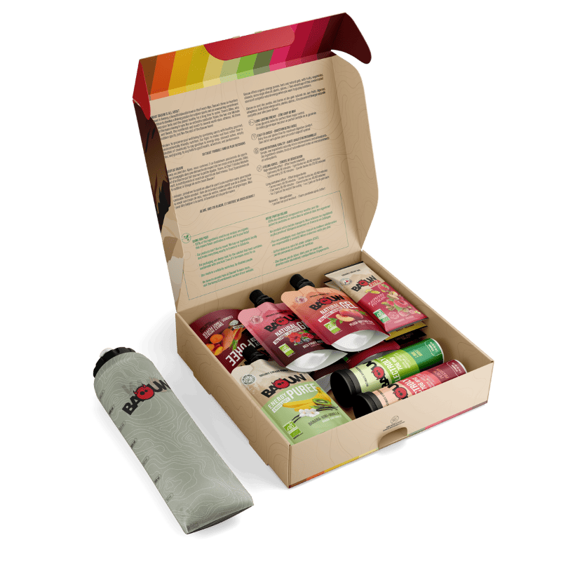 Coffret Trail pack bio: 5 barres, 4 gels, 3 purées, 2 tubes d'electrolytes