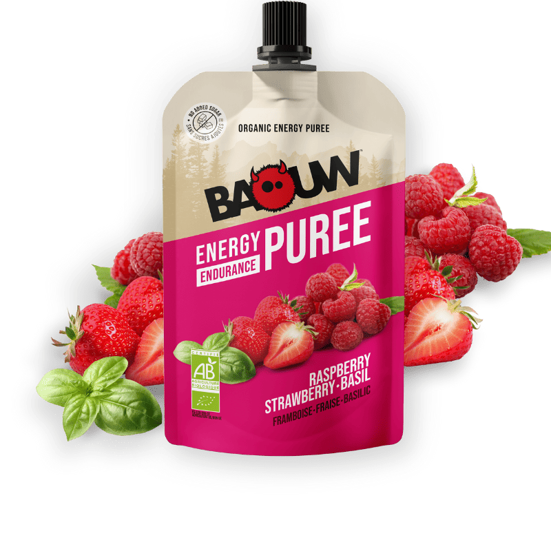 Purée bio Framboise &  fraise-basilic