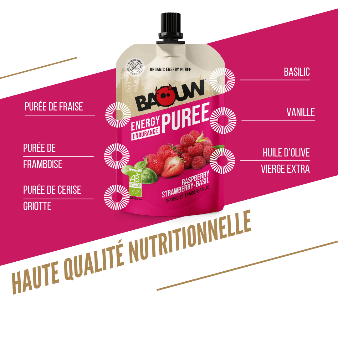 Purée bio Framboise &  fraise-basilic