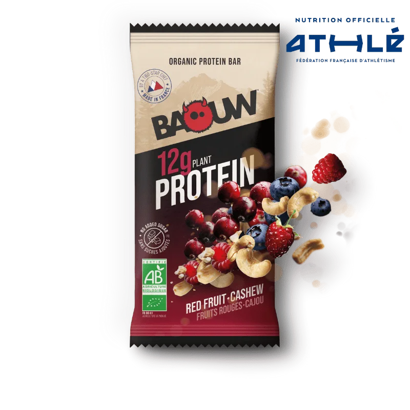 Baouw Barre protéinée BIO Fruits Rouges - Cajou 50g