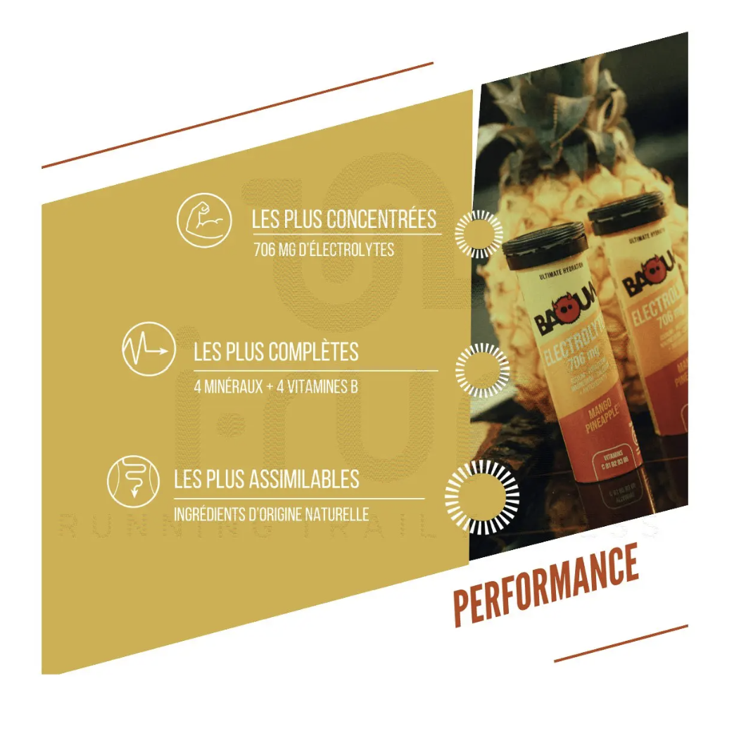 NOUVEAU ! Pack de 5 tubes d'électrolytes BIO Mangue - Ananas