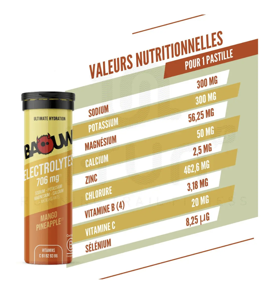 NOUVEAU ! Pack de 5 tubes d'électrolytes BIO Mangue - Ananas