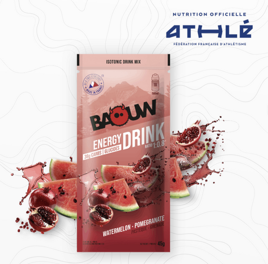 NOUVEAU ! Boisson énergétique Pastèque-Grenade. Sachet de 45 gr