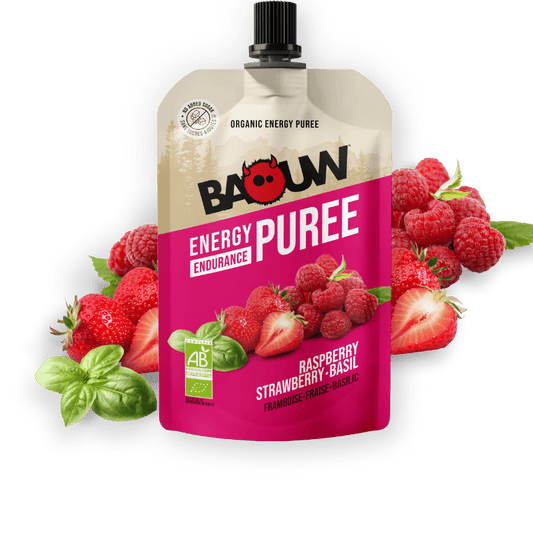 Purée bio Framboise &  fraise-basilic