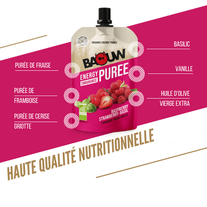 Purée bio Framboise &  fraise-basilic
