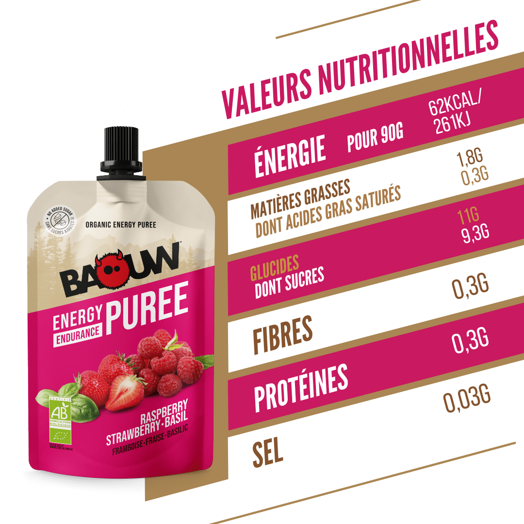 Purée bio Framboise &  fraise-basilic