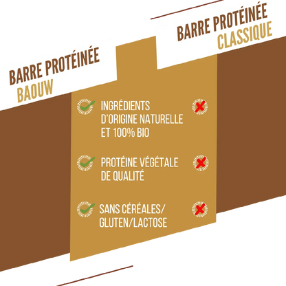 Baouw Barres protéinées BIO Pomme - Cannelle 50g