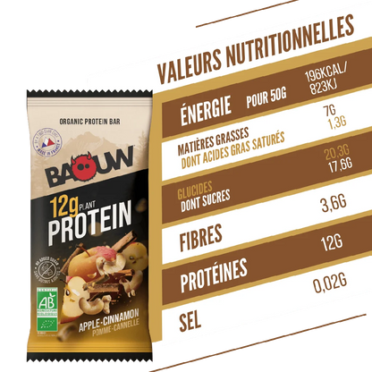 Baouw Barres protéinées BIO Pomme - Cannelle 50g