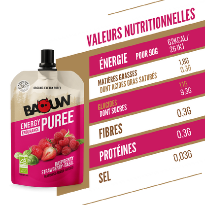 Baouw Purée BIO Framboise-Fraise-Basilic 90g
