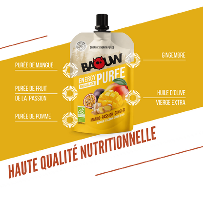 Baouw Purée BIO Mangue-Passion-Gingembre 90g