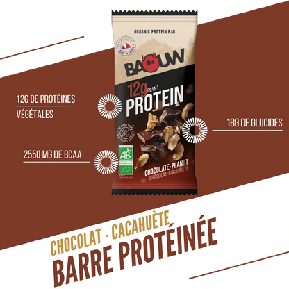 Baouw Barre protéinée BIO Chocolat - Cacahuètes 50g