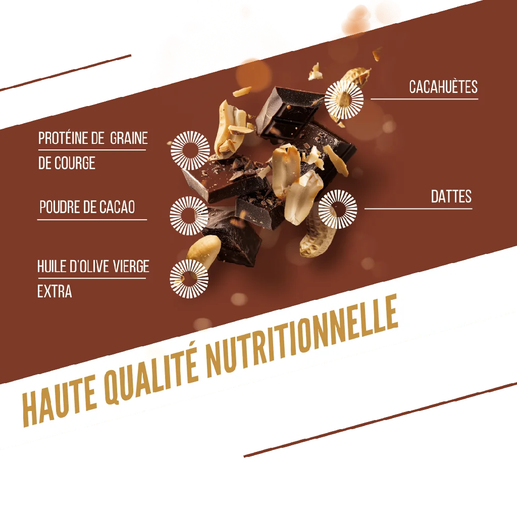Baouw Barre protéinée BIO Chocolat - Cacahuètes 50g