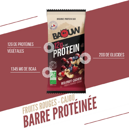 Baouw Barre protéinée BIO Fruits Rouges - Cajou 50g