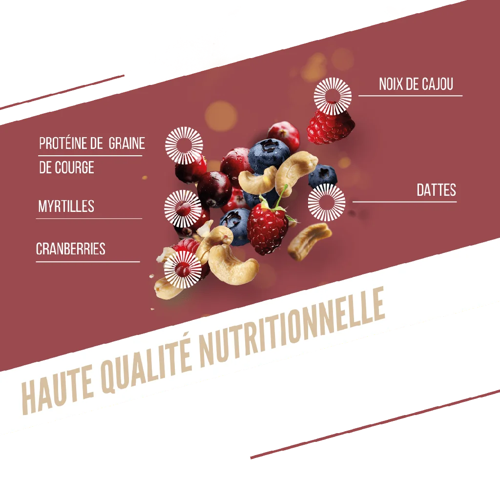 Baouw Barre protéinée BIO Fruits Rouges - Cajou 50g