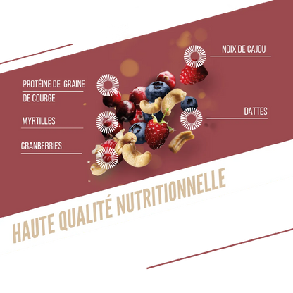 Baouw Barre protéinée BIO Fruits Rouges - Cajou 50g