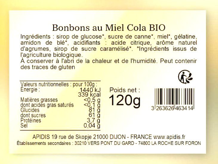 Bonbons Cola BIO 120g