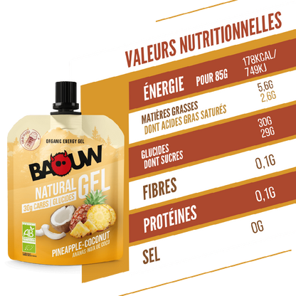 Baouw Gel naturel BIO Ananas-Noix de coco 85g