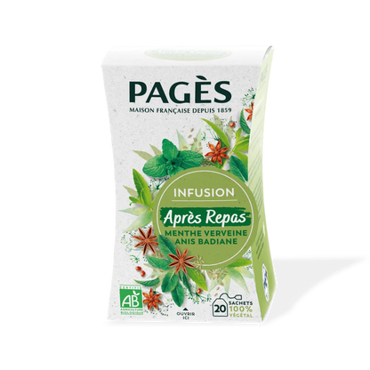 Pagès Infusion BIO Après-Repas Menthe, Anis, Verveine, Badiane x20