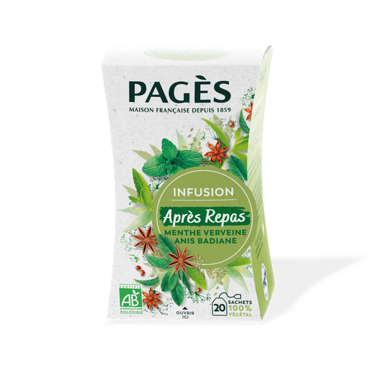 Pagès Infusion BIO Après-Repas Menthe, Anis, Verveine, Badiane x20