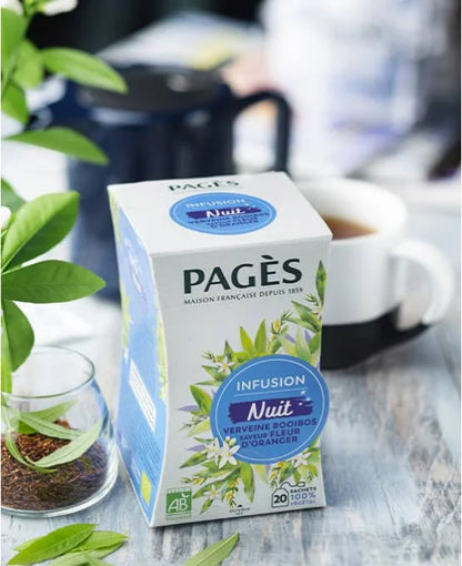 Pagès Infusion BIO Nuit Verveine, Tilleul, Poire, Myrtille x20