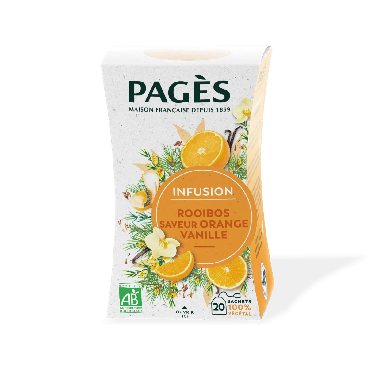 Pagès Infusion Rooibos BIO saveur orange-vanille x20